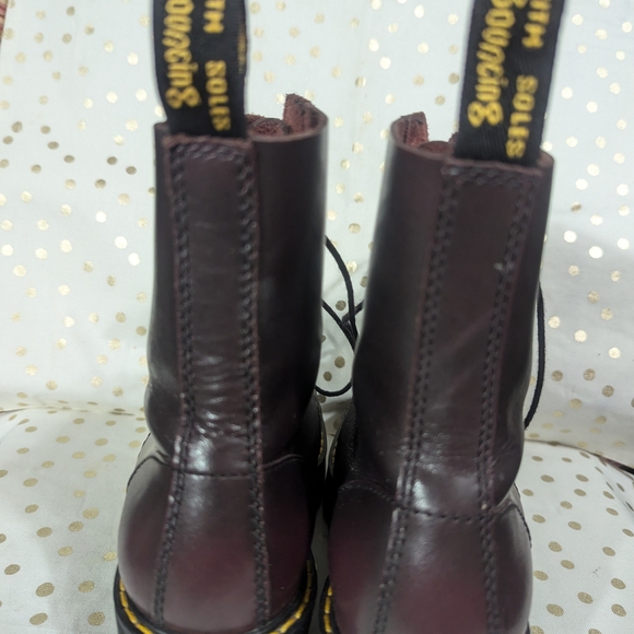 Dr. Martens Women's Burgundy Leather Boots - Picture 8 of 10